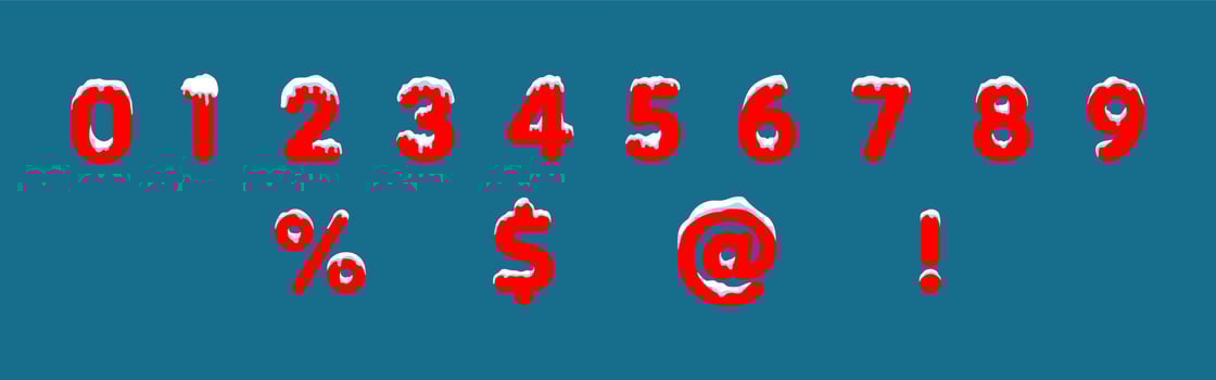 Blue snowy numbers, winter font. vector illustration.