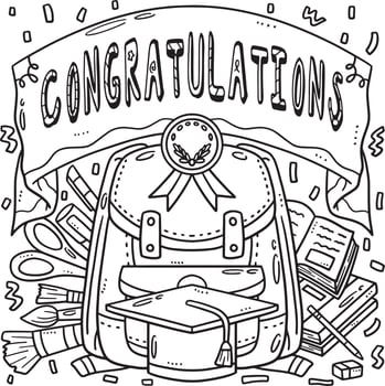 Graduation Day Greeting Coloring Page for Kids vector