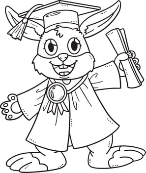 Graduation Rabbit with Diploma and Cap Isolated vector