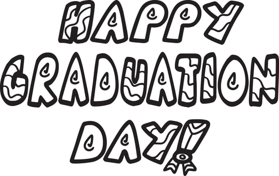 Happy Graduation Day Isolated Coloring Page vector