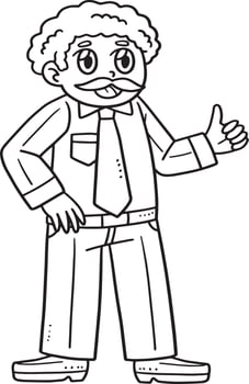 Graduation Professor Isolated Coloring Page vector