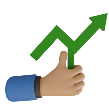 3d rendering illustration of hand holding Growing chart arrow up png
