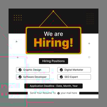 Poster for we are hiring. Social media template job vacancy recruitment vector