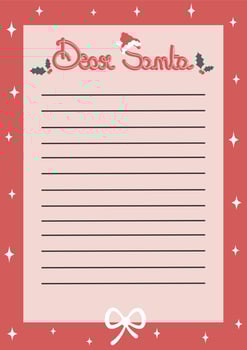 Cute lovely hand drawn cartoon vector template for Christmas letter to Santa Claus holiday illustration for kids