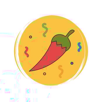 Cute logo or icon vector with Jalapeno or chilli peppers , illustration on circle with brush texture, for social media story and highlights