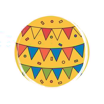 Cute logo or icon vector with bunting, illustration on circle with brush texture, for social media story and highlights