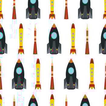 Seamless pattern with space rocket. Vector illustration.