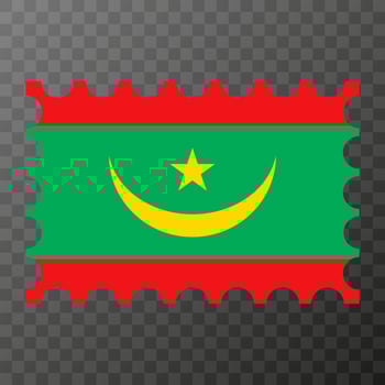 Postage stamp with Mauritania flag. Vector illustration.