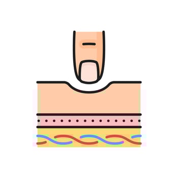 Finger on skin with edema or swelling body icon vector