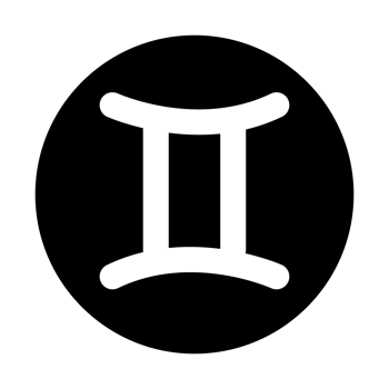 Twins zodiac sign on a black circle. png