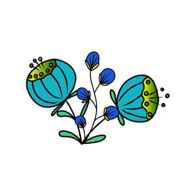 Stylized flowers. Vector hand drawn doodle illustration in mexican style.