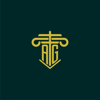 AG initial monogram logo design for law firm with pillar vector image