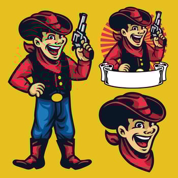 cheerful young cowboy mascot vector