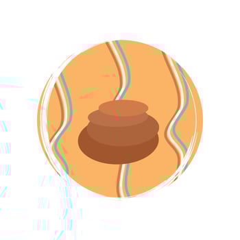 Cute logo or icon vector with abstract shapes in contemporary boho style, illustration on circle with brush texture, for social media story and highlights