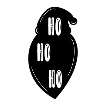 Cute black santa claus silhouette with hand drawn lettering ho ho ho text holidays vector card illustration