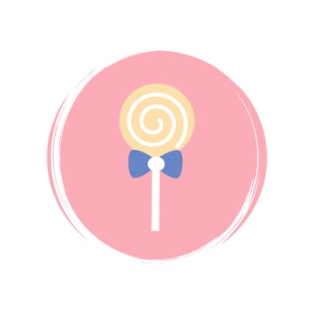 Lollipop icon logo vector illustration on circle with brush texture for social media story highlight