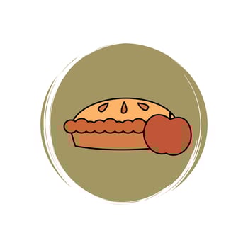 Cute apple pie icon vector, illustration on circle with brush texture, for social media story and instagram highlights vector
