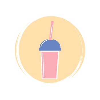 Smoothie icon logo vector illustration on circle with brush texture for social media story highlight