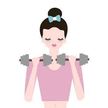 Cute young woman doing sports workout. Fitness vector illustration