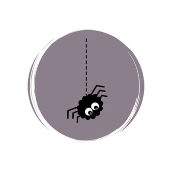 Cute halloween icon logo vector illustration on circle with brush texture for social media story highlight with spider