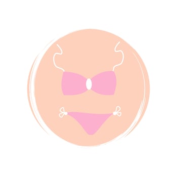 Bikini icon logo vector illustration on circle with brush texture for social media story highlight