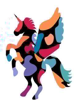 colorful cute hand drawn unicorn vector illustration