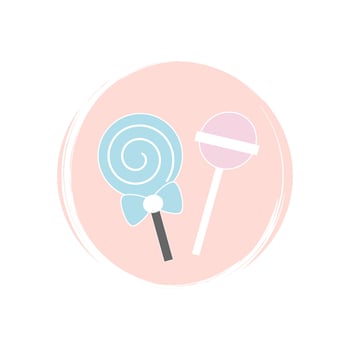 Lollipops icon logo vector illustration on circle with brush texture for social media story highlight