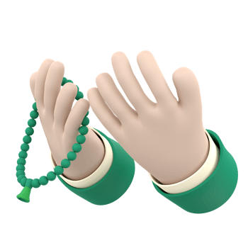 3D Pray with Beads for Ramadan Celebration. Object on a transparent background png