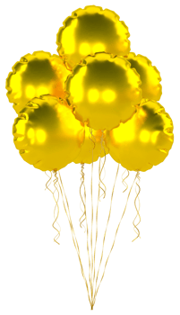 Gold balloons a floating decoration for birthday celebration png