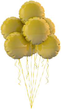 Yellow balloons a floating decoration for birthday celebration png