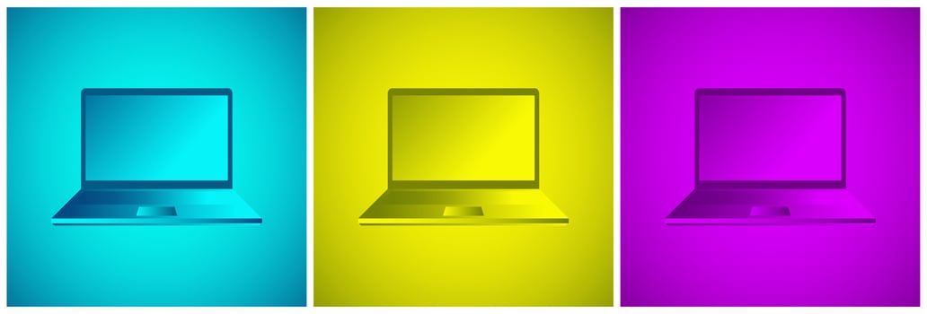 Colorful Blank Laptop Vector Icon Illustration Set