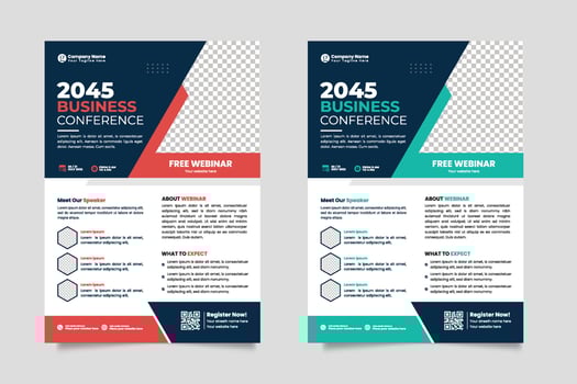 Vector conference flyer business flyer template or business live webinar conference banner