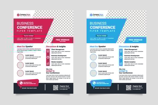 Vector conference flyer business flyer template or business live webinar conference banner