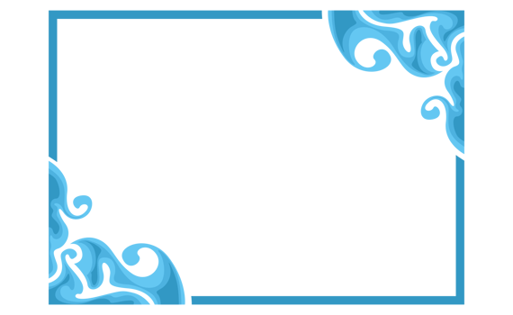 Blue Swirl Water Wave Ornament Border Design png