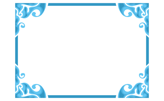 Blue Swirl Water Wave Ornament Border Design png