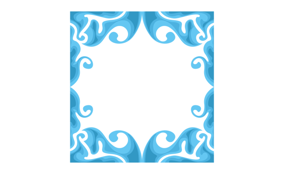 Blue Swirl Water Wave Ornament Border Design png
