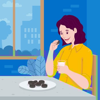 Young Women Enjoying Cookies Concept vector