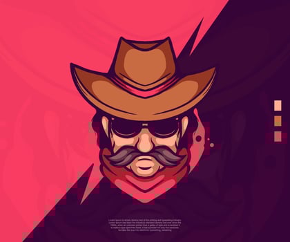 cowboy modern logo illustration. suitable for esport logos, tattoos, stickers and others. vector