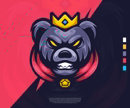 king bear logo modern illustration. suitable for esport logos, tattoos, stickers and others. vector