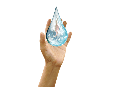 World Ocean Day. Day against danger and world drought. water droplets in human hands png