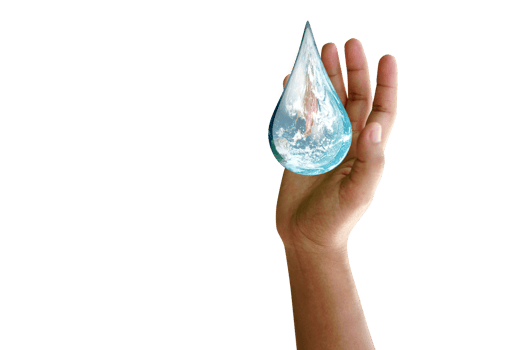 World Ocean Day. Day against danger and world drought. water droplets in human hands png