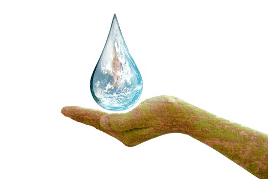 World Ocean Day. Day against danger and world drought. water droplets in human hands png