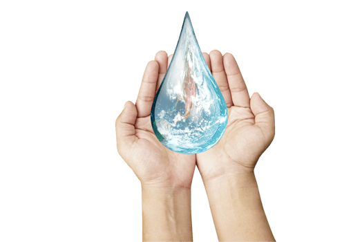 World Ocean Day. Day against danger and world drought. water droplets in human hands png