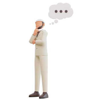 Islamic businessman thinking about something 3d cartoon Illustration png