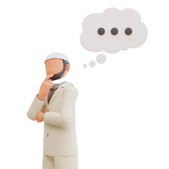 Islamic businessman thinking about something 3d cartoon Illustration png