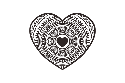 Valentine Day - Black Mandala Love Ornament Art Design png