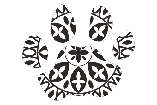 Dog and Cat Paw Mandala Ornament Design png