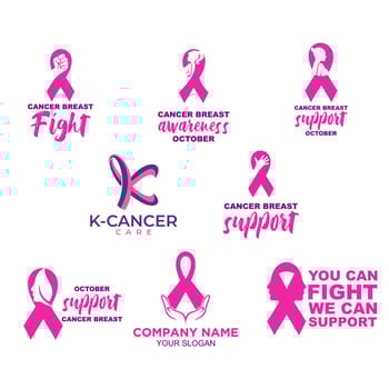 set collection of breast cancer logo vector