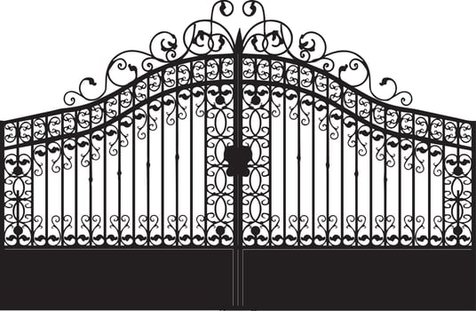 wrought iron gate silhouette vector
