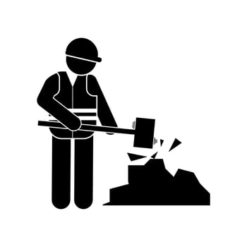 demolition. destruction. demolishing. demolishment.construction worker vector